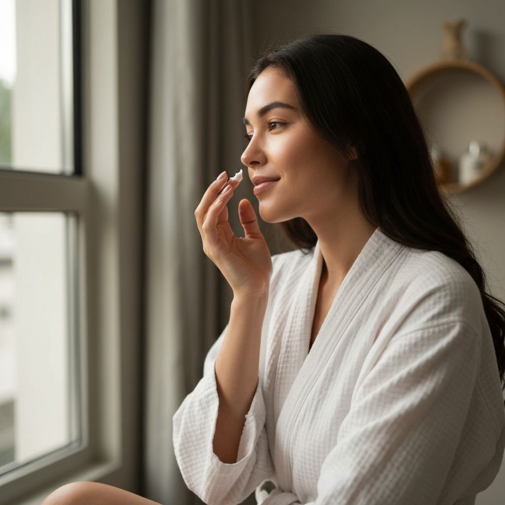 Momento de relajación durante rutina de belleza